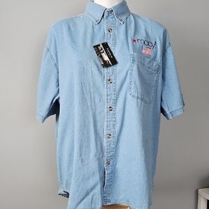 Macy's Light Blue Short-Sleeve Denim Button-Down Shirt